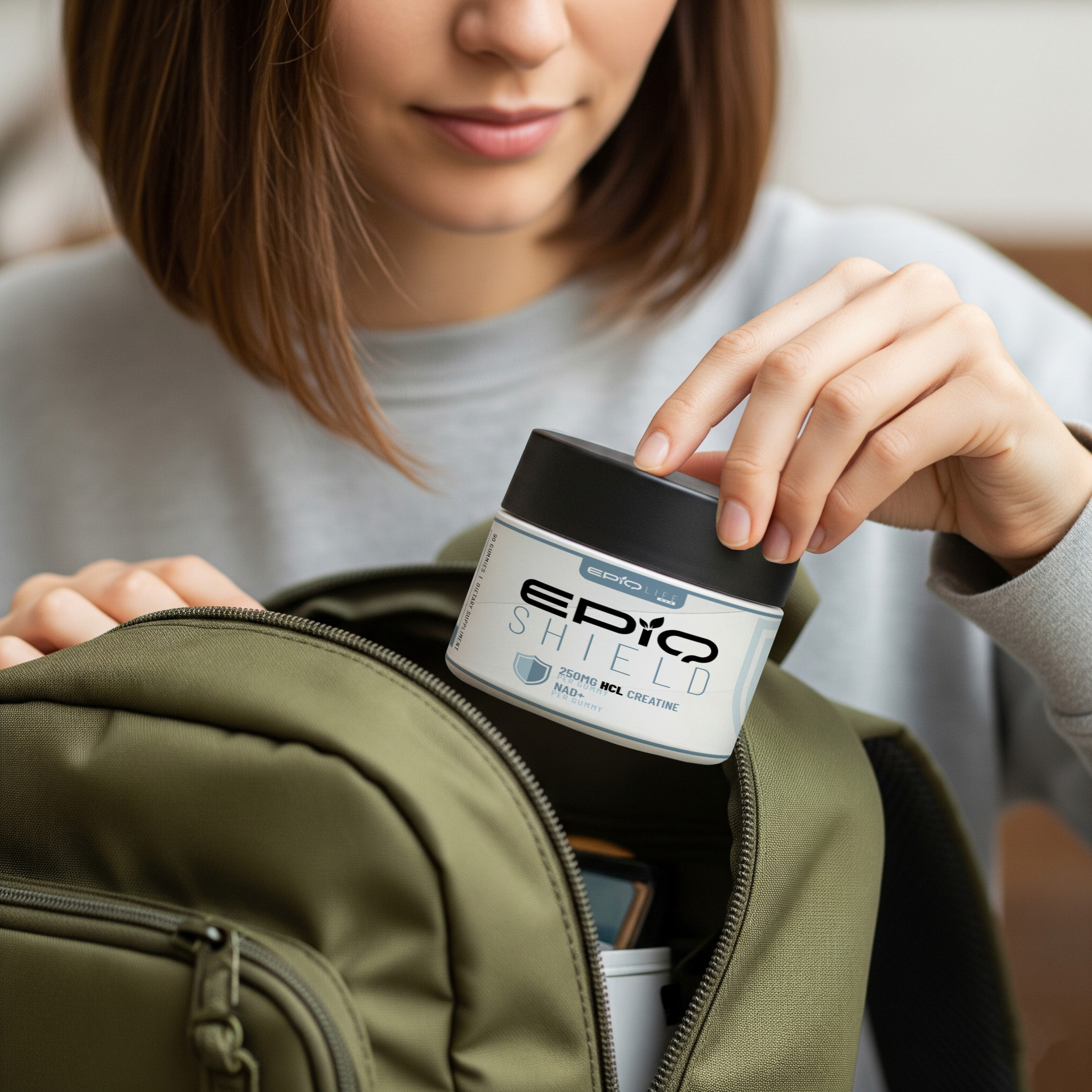 EPIQ SHIELD gummies spill out of bottle